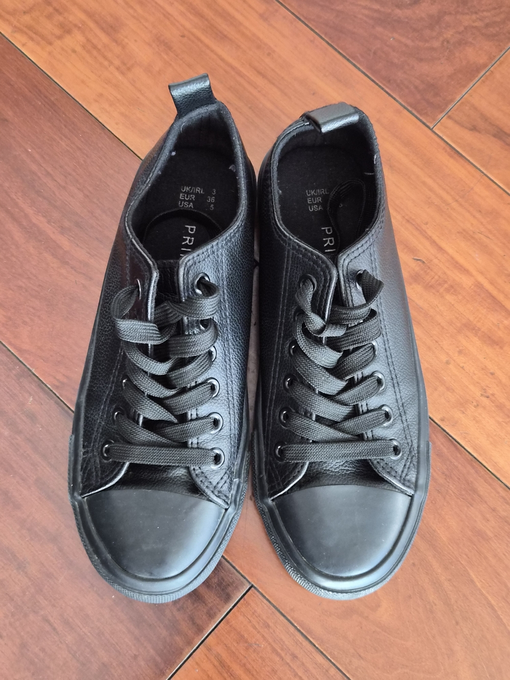 Primark Black Faux Leather Low-Top Sneakers - Size US 5 / EU 36